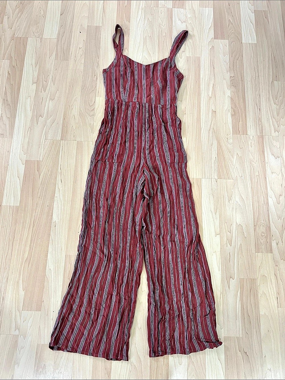 Striped Wide Leg Jumpsuit in Red & Black